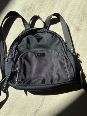 kate spade Black Nylon Mini Backpack with Silver Hardware